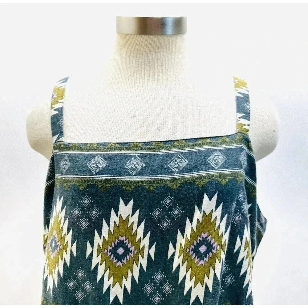 NWT SONOMA Women Sleeveless Elastic Waist Green Square Neck Maxi Dress Size XXL - Picture 2 of 14